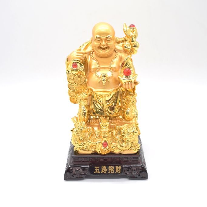 龍亀 ドラゴンタートル ロングイ 布袋 如意棒 銅製置物 13cm 笑