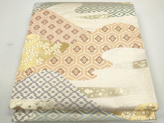 平和屋着物○西陣 川島織物 六通柄袋帯 吉祥花文 金彩 正絹 逸品