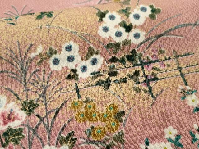 平和屋着物□上質な小紋 横段文 暈し染め 鬼しぼ縮緬