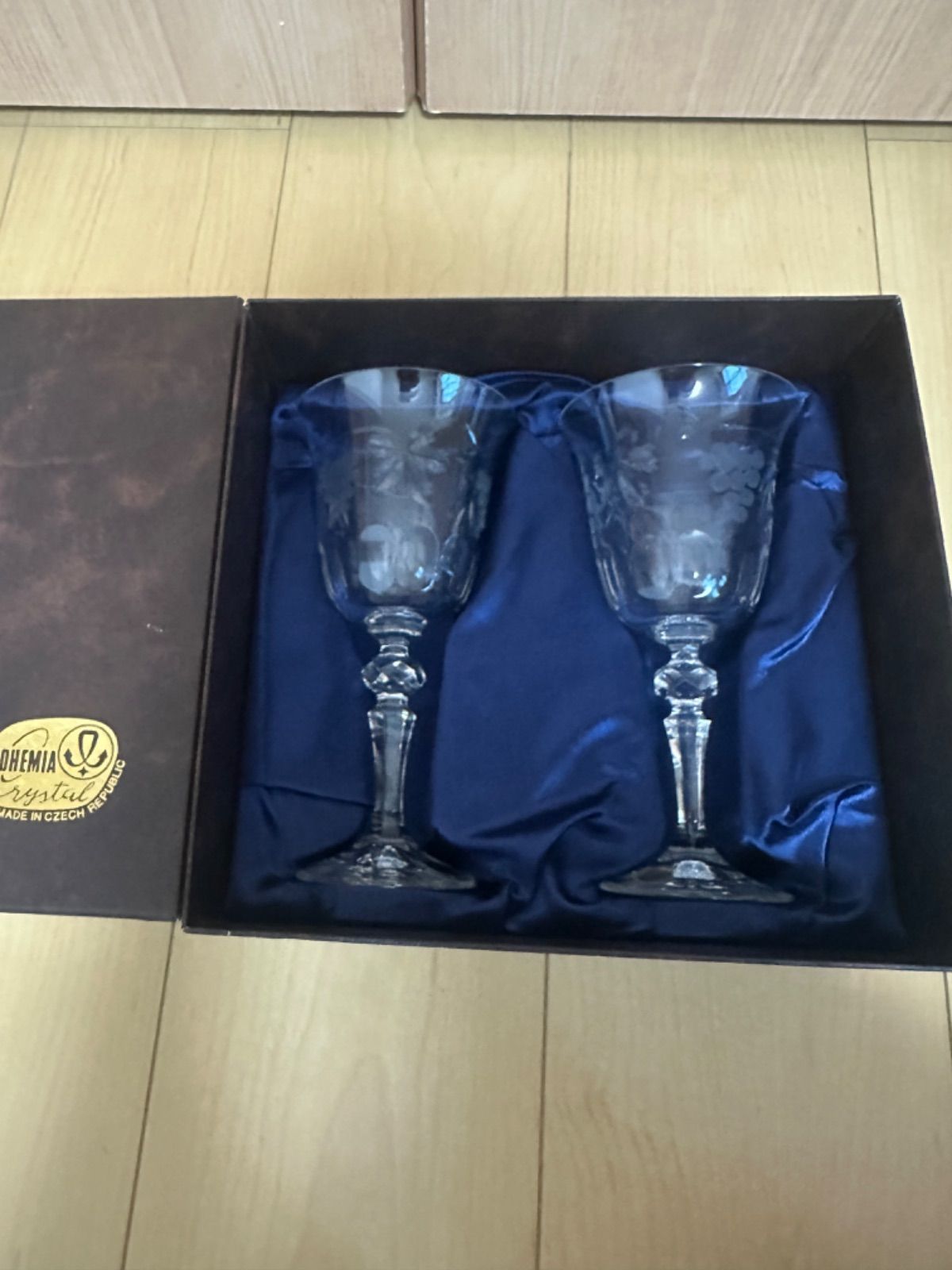 ボヘミアクリスタルグラス 130cc 2客　未使用品 ラスカ　ボヘミア ペア　ワイングラス PK⁄130⁄2 ボヘミアクリスタル 箱付き