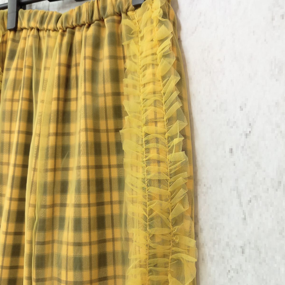 チャオパニック チュールレイヤードチェックパンツ イエロー チュール
