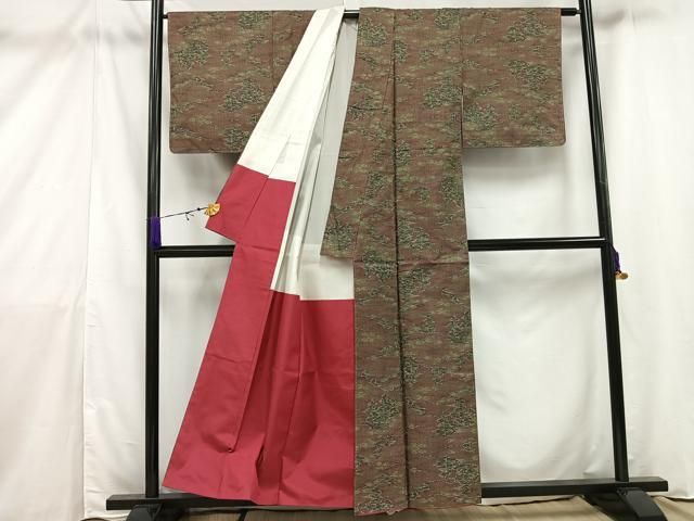 平和屋本店□極上 本場大島紬 9マルキ 泥染 岩山花文 逸品 DZAA6429kh5