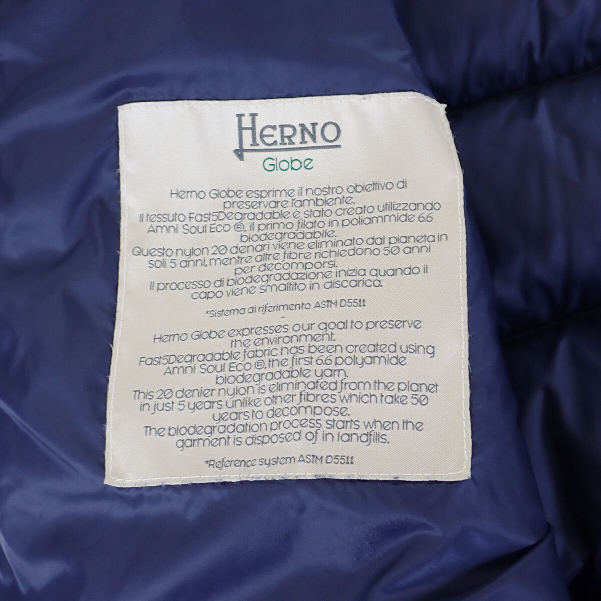 【Aランク】HERNO ヘルノ グローブ ウォーターレペレント ダウンジャケット アウター PI0676U 12361 9206 ネイビー メンズ #52 アウトレット【ISEYA】約46cm着丈