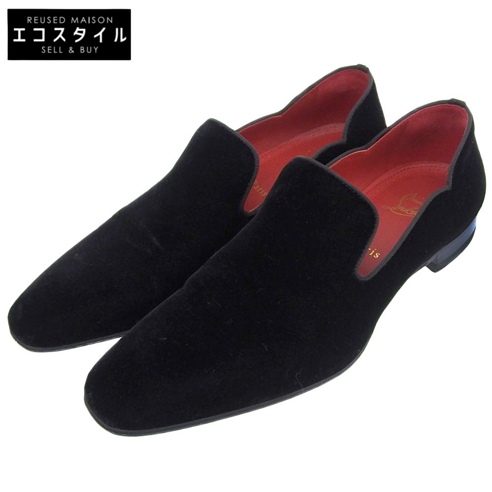 Christian Louboutin クリスチャンルブタン Christian Louboutin クリスチャンルブタン Dandy Chick ベルベット ベロア オペラシューズ スリッポン シューズ メンズ ブラック 42 42