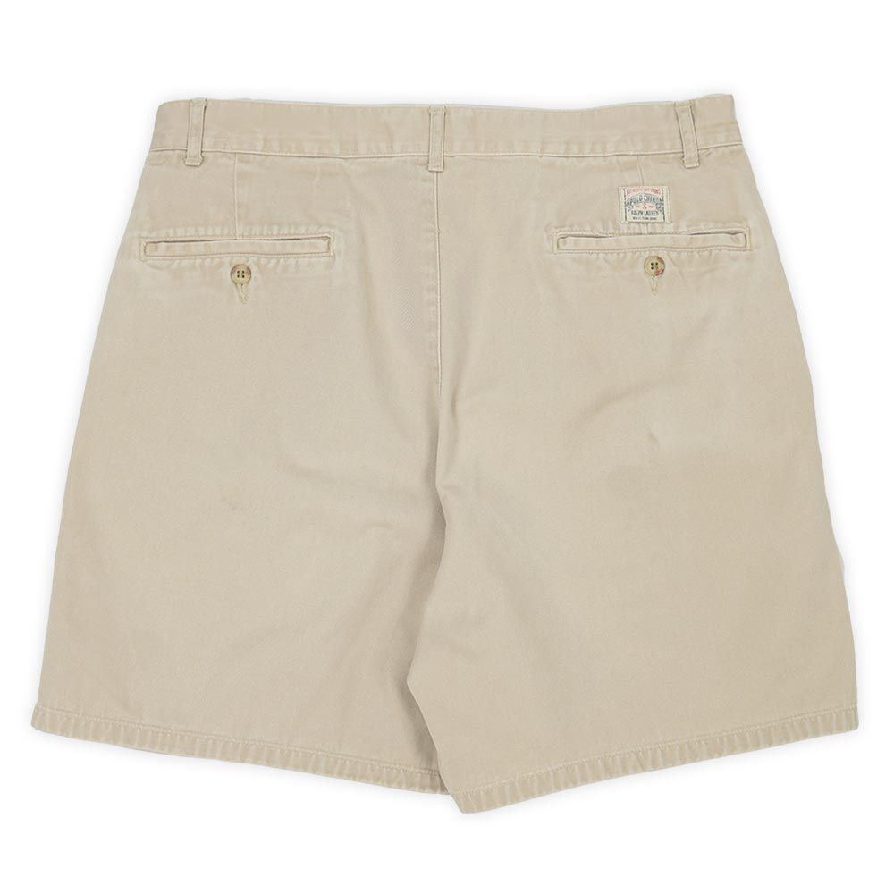 ポロラルフローレン POLO RALPH LAUREN 90s 90年代 2タック チノショーツ オールド CHINO 初期タグ USA ヴィンテージ ビンテージ VINTAGE アメリカ 古着 メンズ ショートパンツ ベージュ W32【中古】