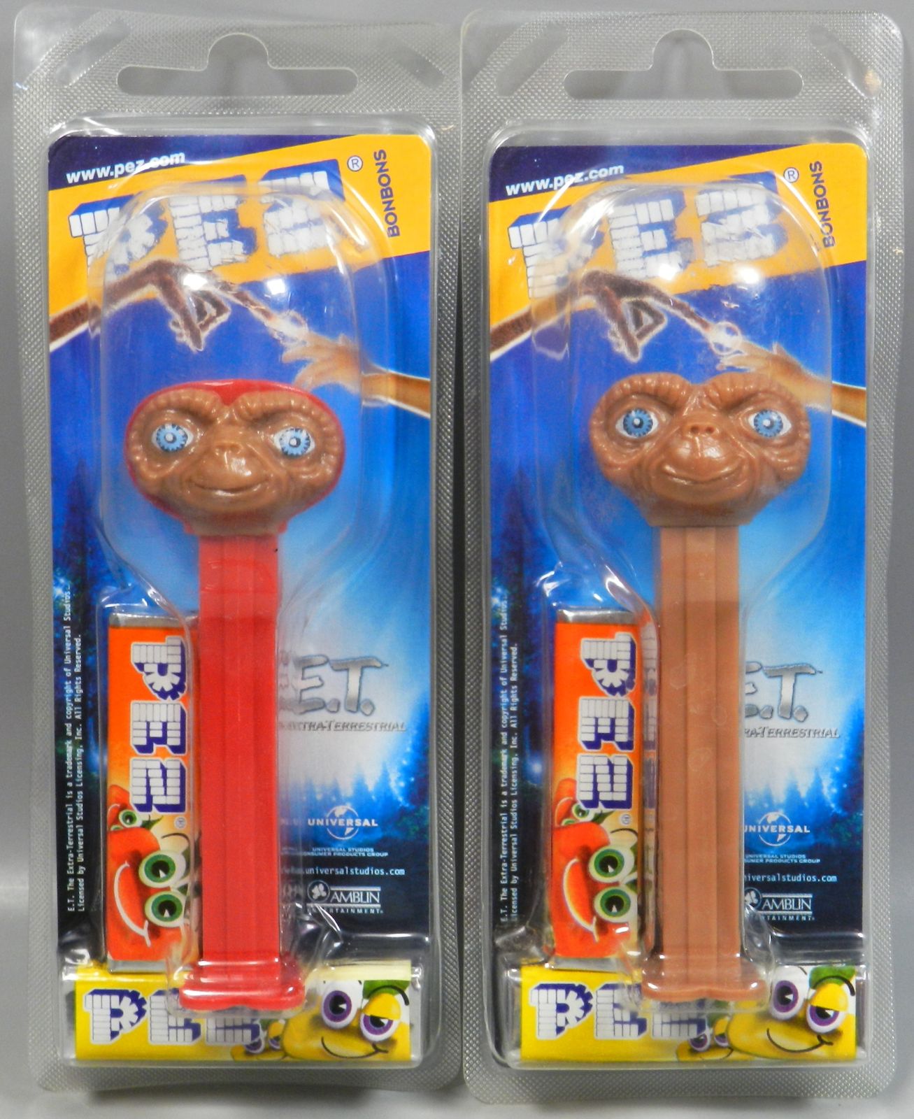 デッドストック PEZ PEZ/ペッツ E.T.全2種セット4.9厚足 森永ブリスター版