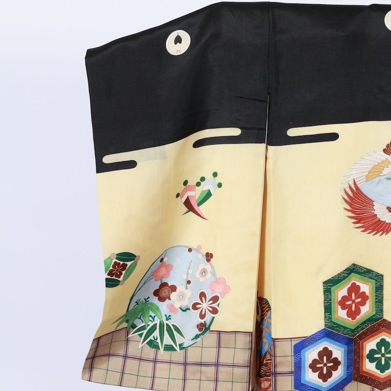 男児一つ身 黒 黄 茶 藍 緑 白 七宝 小槌 向かい鶴 亀甲 五つ紋上がり藤 金駒加工 TT19 WWW_GEBZETESISAT_COM_TR