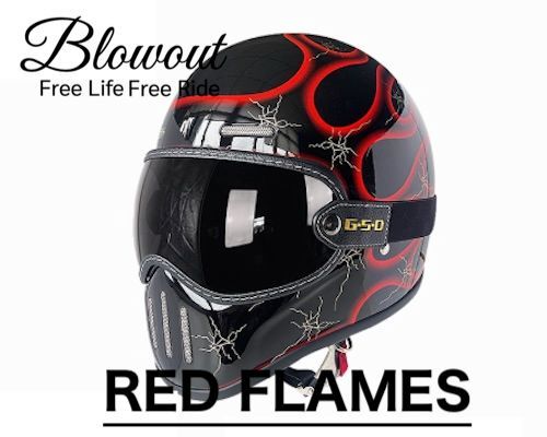 Blowout REDフレイムス ヘルメット フルフェイス ジェットヘルメット ハーレー チョッパー