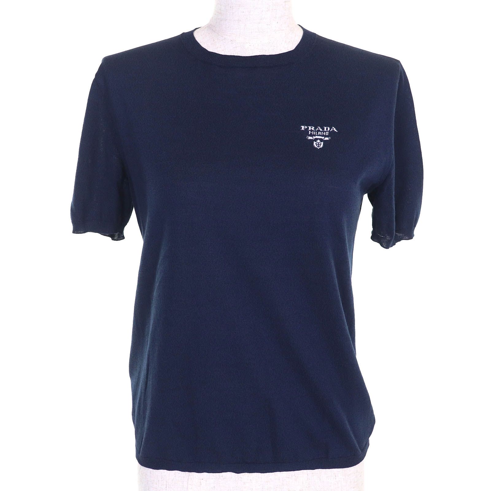 美品△PRADA プラダ 2023年製 P2401L シルク コットン ロゴ