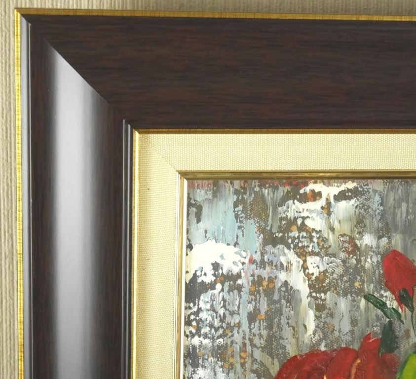 絵画 額装 肉筆彩色画 海外作家『バラ』アンティーク 絵画