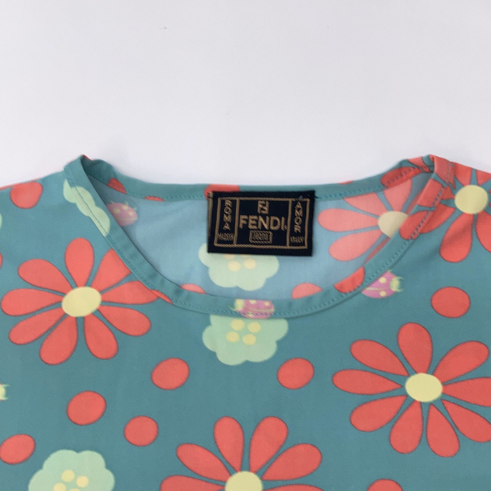  FENDI フェンディ ﾌﾞﾙｰ 花柄 半袖ﾄｯﾌﾟｽ M アンサンブル トップス