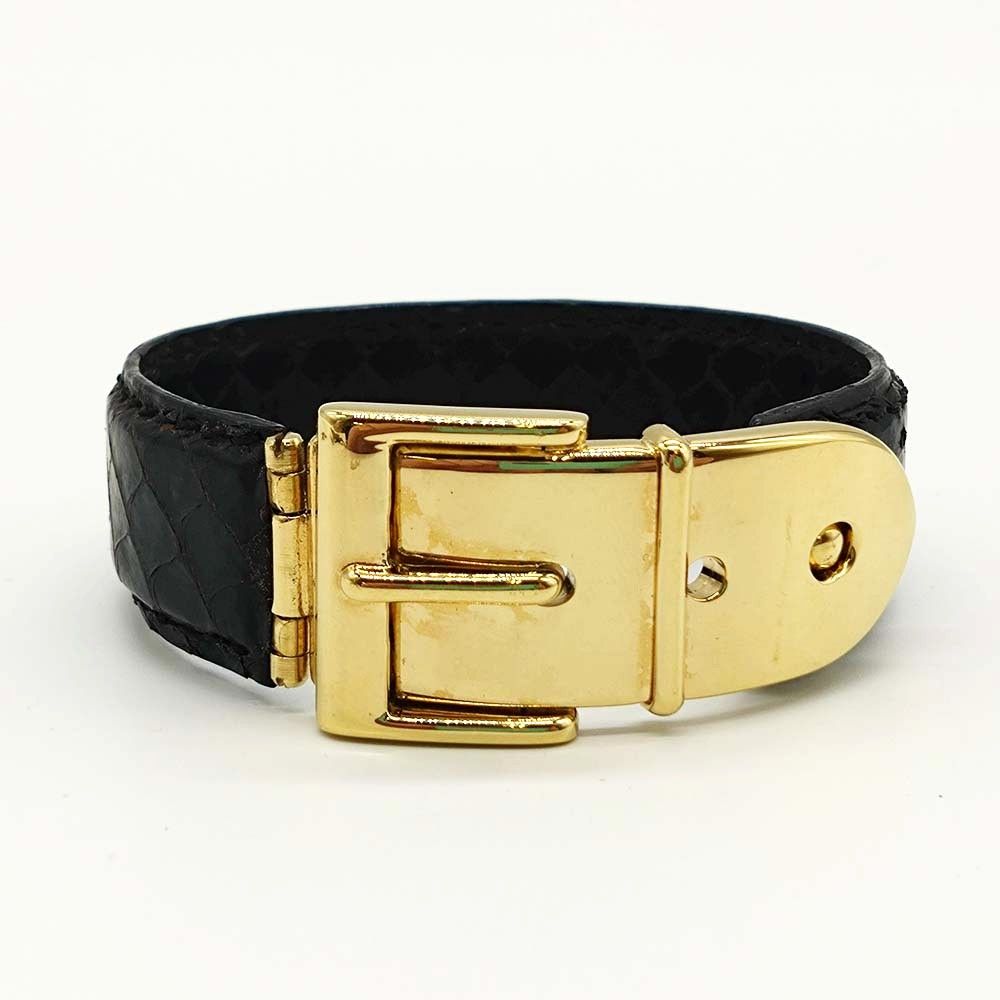 GUCCI グッチ ベルトモチーフ バングル ブレスレット クロコ レザー