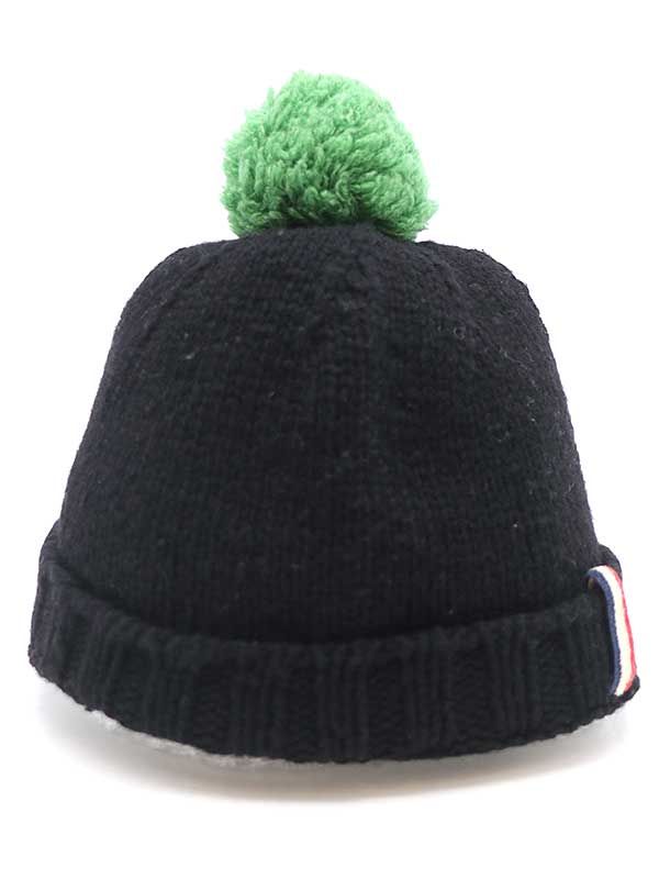 MONCLER ブラックニット帽 ポンポン付き モンクレール MONCLER