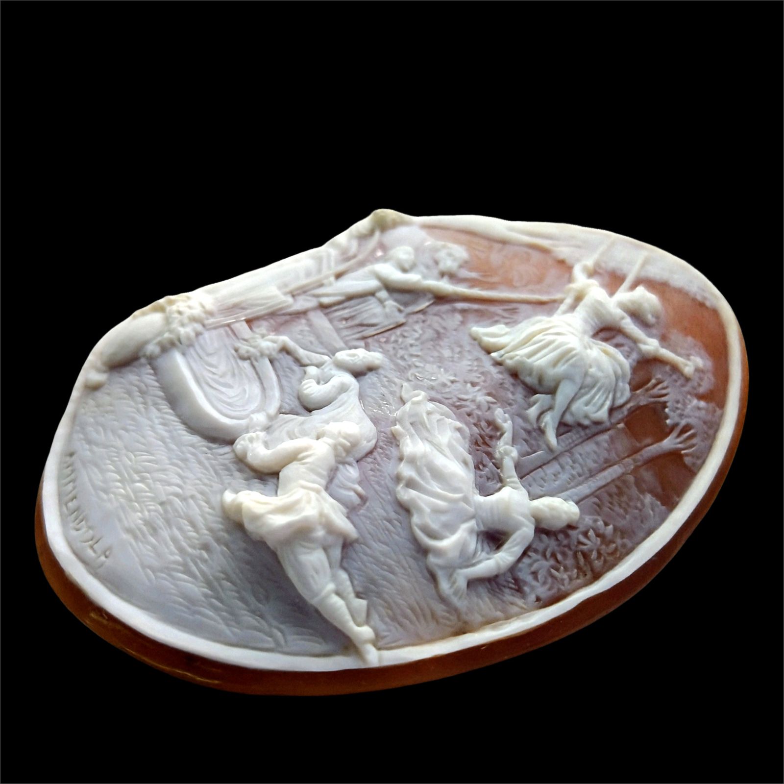 シェルカメオ　オーバル　ルース　アメンドーラ Ammendola!!□シェルカメオ8.5g□42.5ct 39.9×49.9mm ルース 彫刻