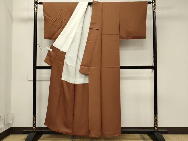 平和屋着物■上質な色無地　本草木染　長春色　逸品　未使用　DAAI4090yyy 平和屋着物□上質な色無地 黄金色 笹竹地紋 さが美扱い 正絹 逸品