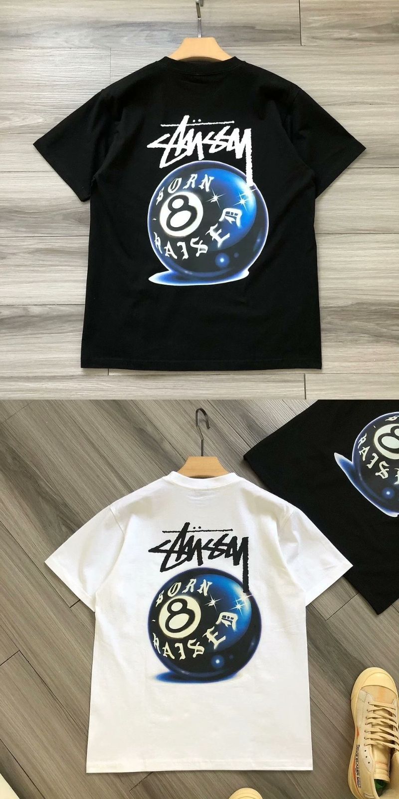 新品】STUSSY ボーンアンドレイズド コラボ 8ボール Tシャツ