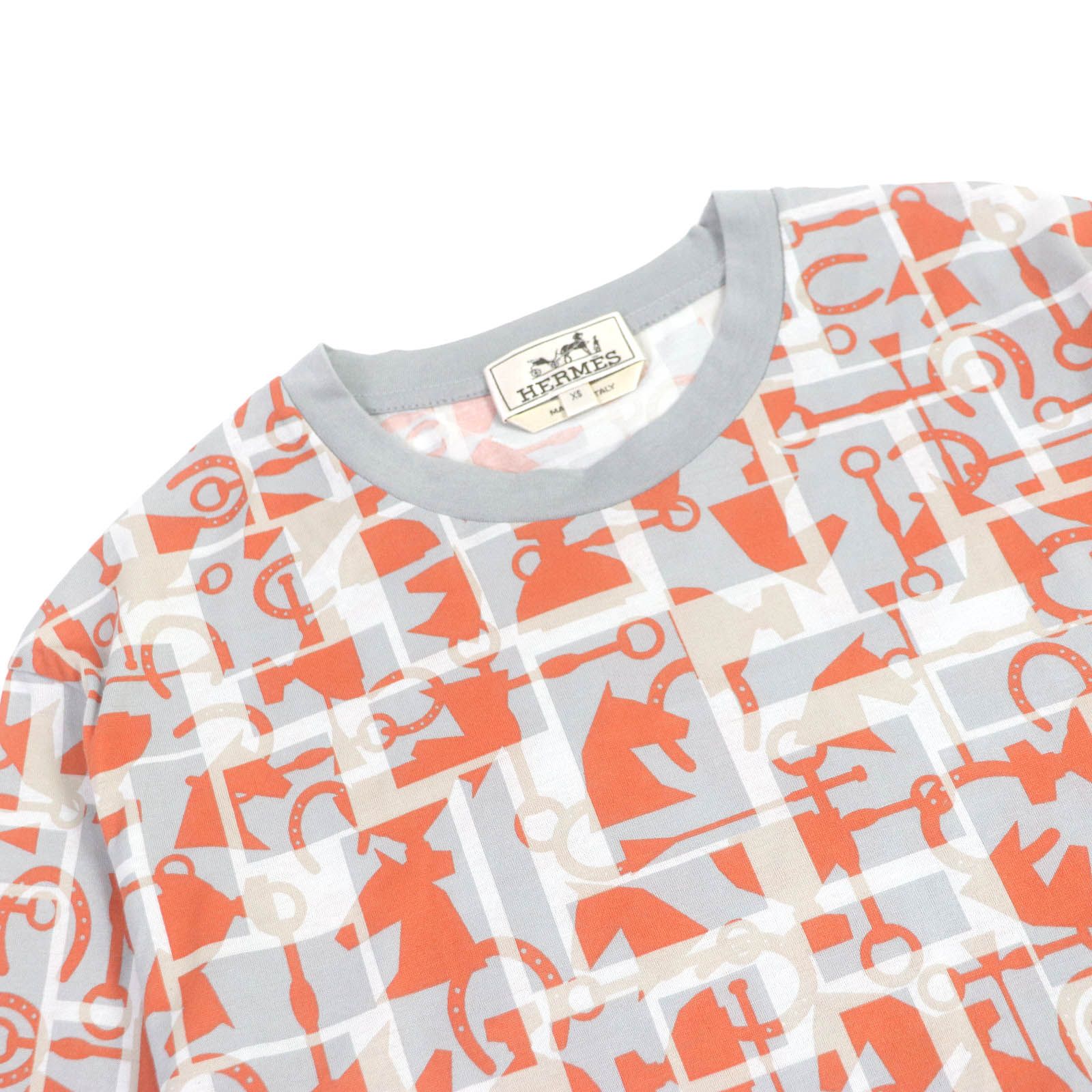 極美品□HERMES エルメス 20SS コットン100％ 馬 ホース総柄 クルー 