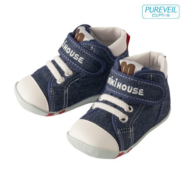 ミキハウスmikihouse靴スニーカーｍロゴ ファーストベビーシューズ 13.0cm インディゴブルー 33