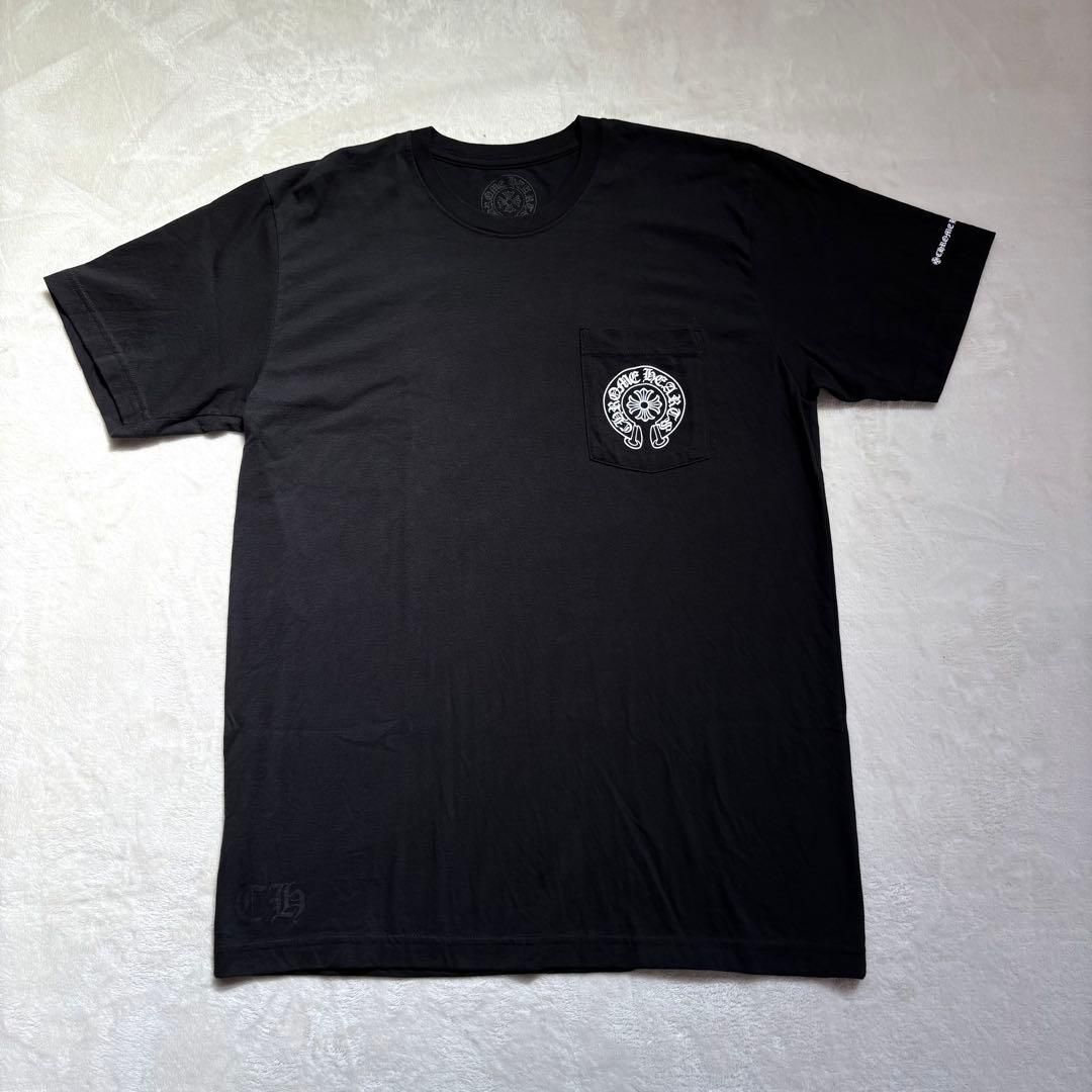 極美・Lサイズ　CHROME HEARTS ホースシューロゴ　半袖Tシャツ　黒 極美・Lサイズ CHROME HEARTS ホースシューロゴ 半袖Tシャツ 黒 極美・L