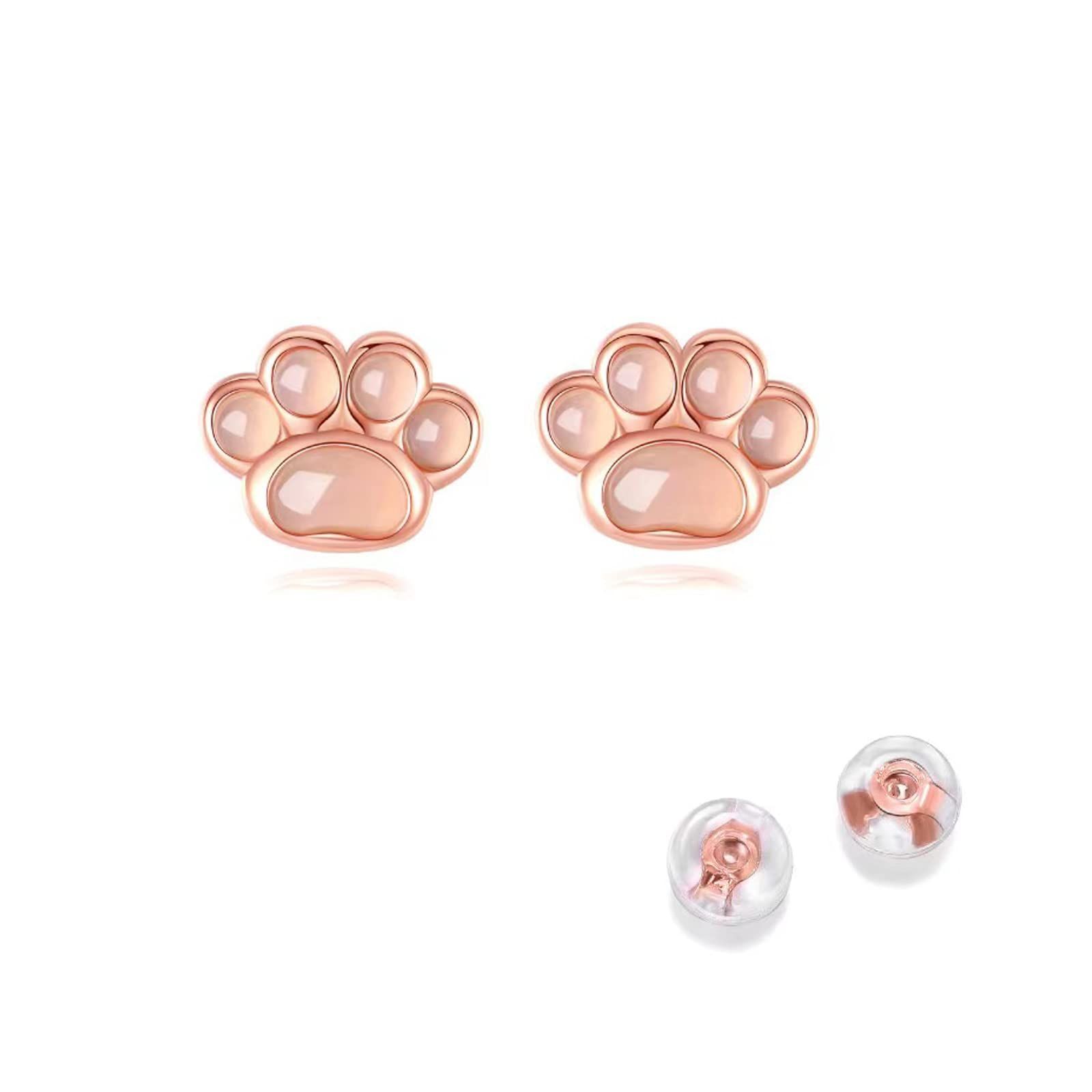 【人気商品】猫 ピアス レディース人気 Z.Angie 可愛い ピアス 猫の爪「愛の足跡」ローズクォーツ 天然石 純銀製 シルバー925 金属アレルギー対応 ピアス バレンタインデー 誕生日プレゼント