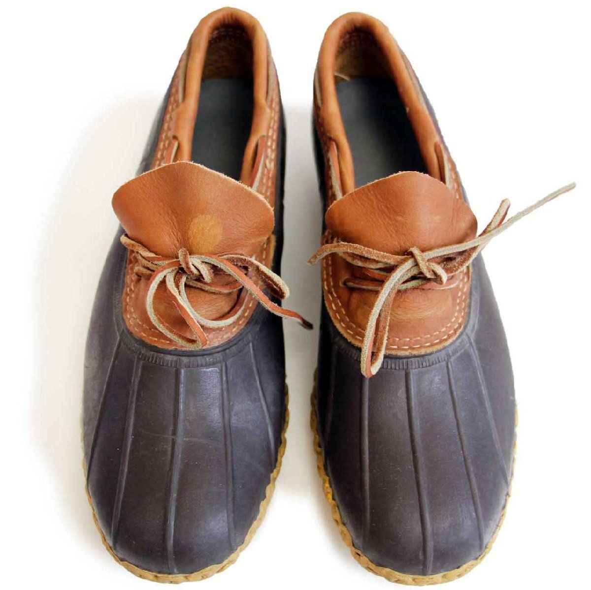L.L.Bean ビーンブーツ ラバーモカシン タン×ブラウン 9M ガムシューズ アウトドア キャンプ レインシューズ レザー