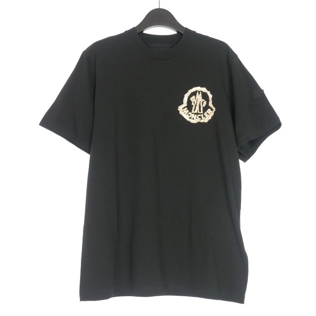 MONCLER 黒 Tシャツ 白グラフィック モンクレール MONCLER 25SS ロゴプリント Tシャツ カットソー
