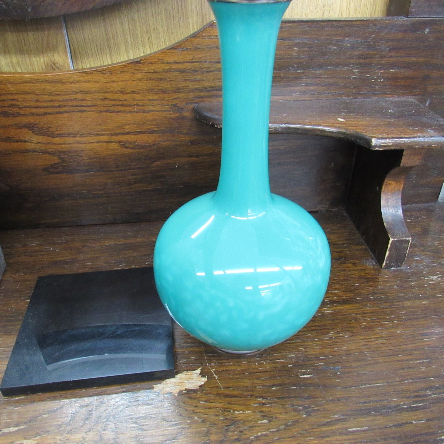 安藤七宝店製 安藤七宝 七宝 翡翠玉釉七宝花瓶 箱 台有り エキスパート