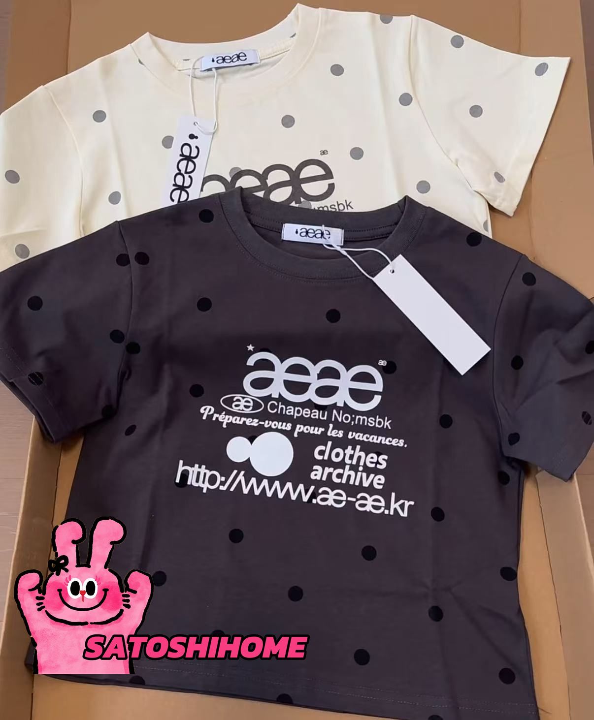 韓国 AEAE 25SS WEB LOGO DOT CROP T-SHIRTSエーイーエーイー
