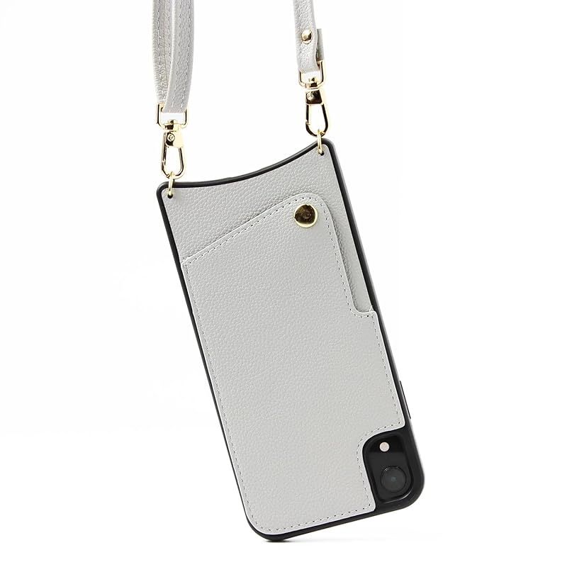 新品　スマホショルダー スマホ ショルダーストラップ ショルダータイプ スマホケース ショルダー タイプ iphoneケース ストラップ付きiphone ストラップ付 smf-t-184 iPhoneSE(第2・3世代)/8/7 グレー