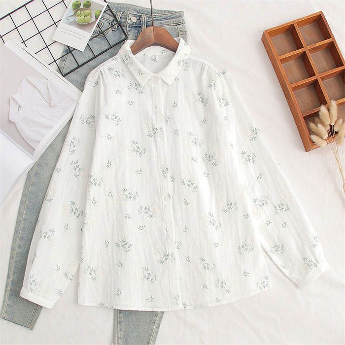 2重ガーゼ シャツ 長袖 レディース コットン100% 春秋 ガーゼ