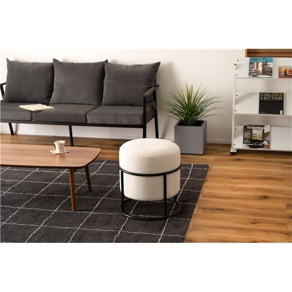 ラウンド スツール 約幅45×奥行45×高さ49cm アイボリー 椅子 イス インテリア家具 リビング家具