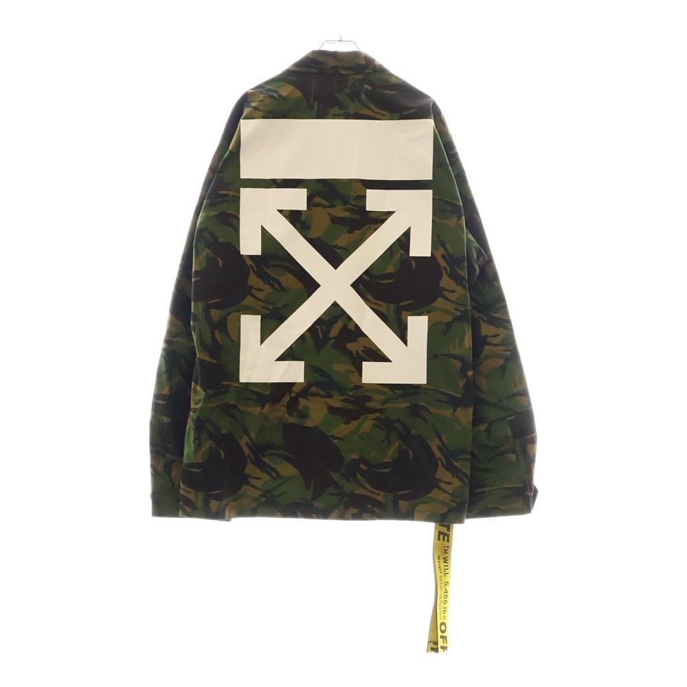 OFF-WHITE オフホワイト パッチデザイン バックアロープリント ロングスリーブ カモフラシャツ ジャケット カーキ OMEL001C99FAB001