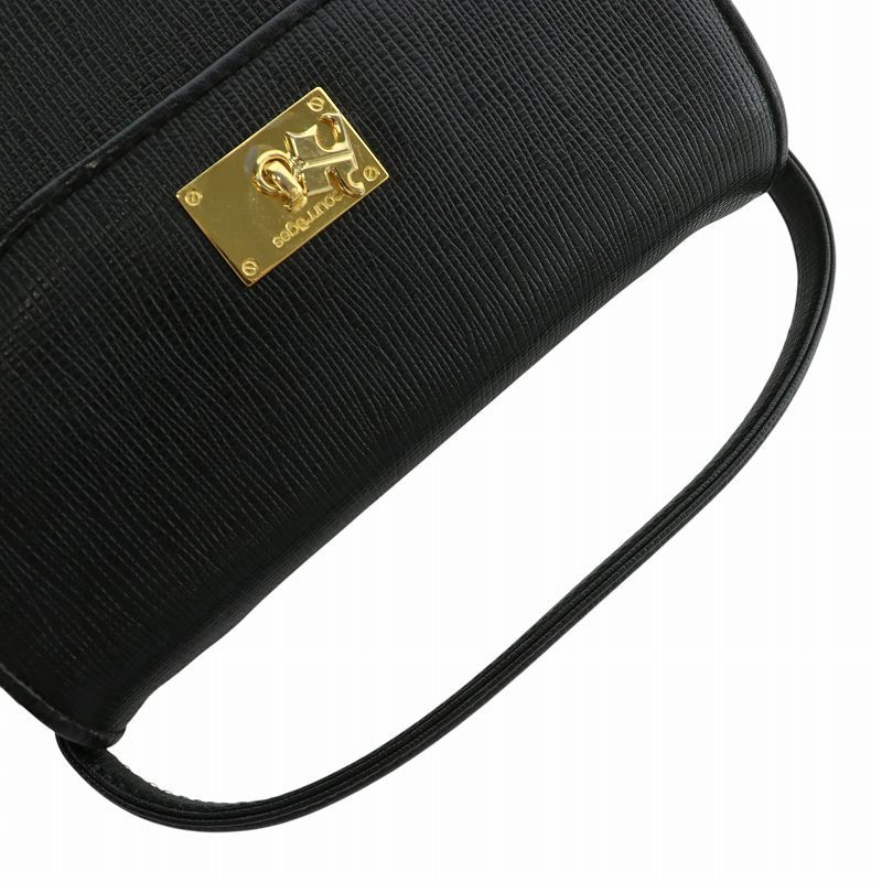 【極美品】クレージュ 2way ハンドバッグ ショルダー ブラック ゴールド金具 Courreges ゴールド金具 2way ハンドバッグ クレージュ ブラック