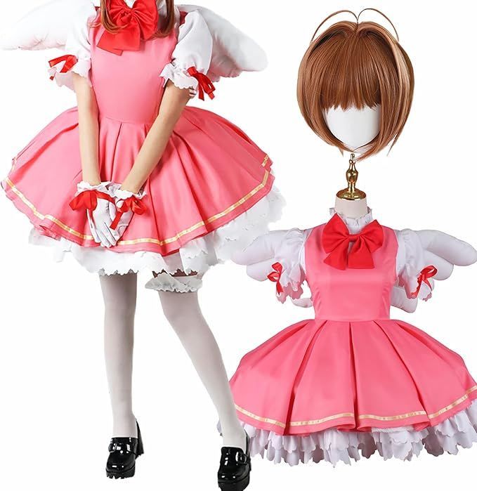 カードキャプターさくら 木之本 桜 きのもと さくら 豪華版 フルセット コスプレ衣装 アクセサリー ウィッグ付き コスチューム cosplay 演出服 舞台装 クリスマス 学園祭 プレゼント 化祭 ハロウイーン パーティー 変装