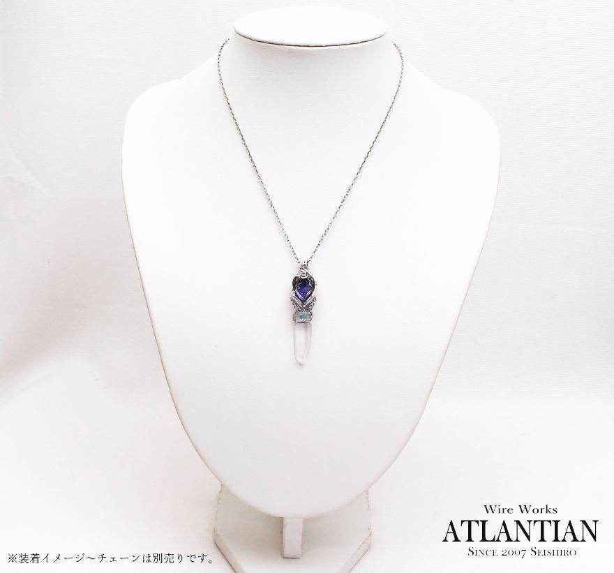 大粒マラカイト・プレナイト・フローライトのマクラメネックレス お客様オーダー品】フローライト+プレナイトのマクラメ編み