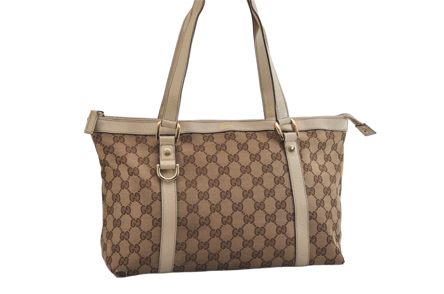 GUCCI グッチ アビー ショルダートートバッグ GGキャンバス レザー 141470 ブラウン 6241M