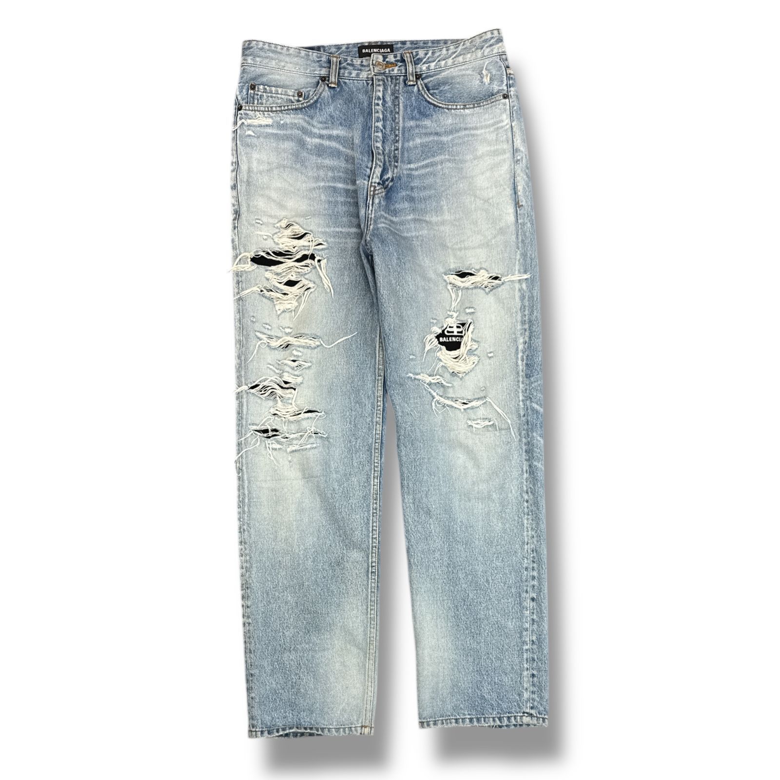 国内正規 BALENCIAGA 20AW Regular Ripped Denim Pants レギュラーリップドデニムパンツ ジーンズ バレンシアガ 641461 TDW14 インディゴ W32 85096A6