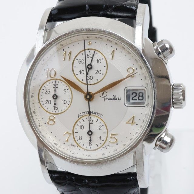 2405-663T ポメラート クロノグラフ オートマチック 腕時計 日付 スモセコ 銀色