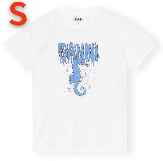 【GANNI 】✨ガニー RELAXED SEAHORSE  T－Shirt  半袖 Tシャツ  レディース カットソー コットン ロゴT クルーネック SIZE:S