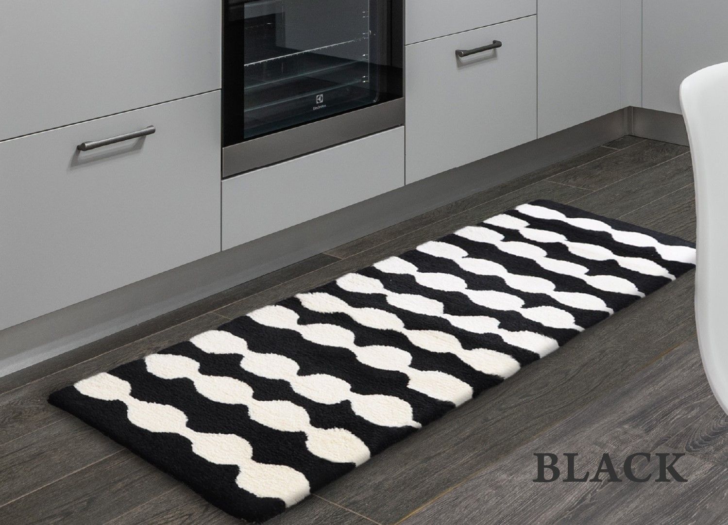 アウトレット品 各1枚 ロングマット 北欧 インテリア おしゃれ シンプル ♥ 50×180cm 日本製 グレー ブラック 洗える 洗濯機OK ハンドフック