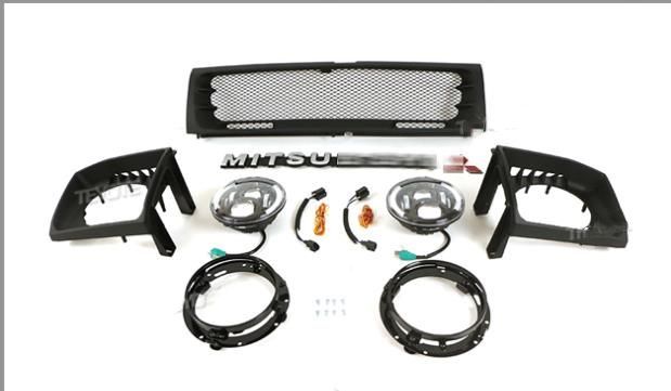 三菱 パジェロ 2代目 V33 V43 GRILLEルック フロントグリル ガーニッシュ ヘットライトカバー9Pセット