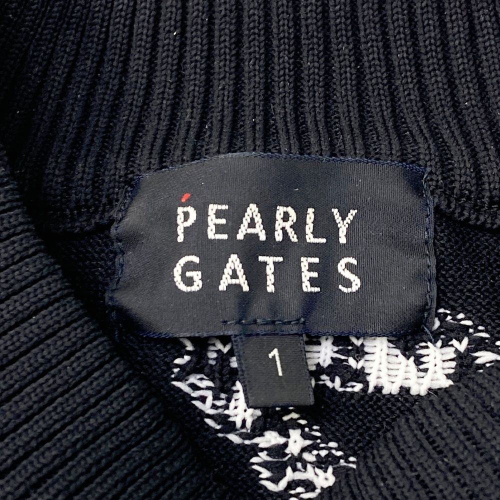 サイズ：1 PEARLY GATES パーリーゲイツ 長袖 ニットワンピース 千鳥柄