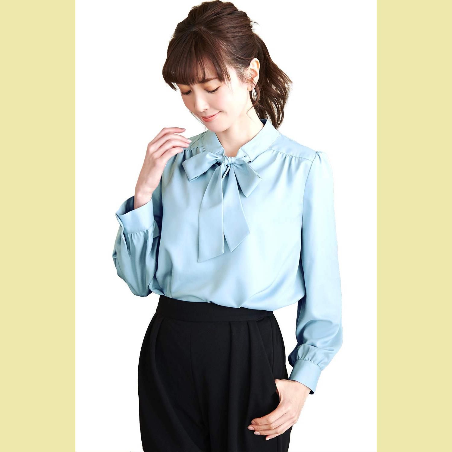 フォーマル ミセス キャリア OL シャツ ママ スーツ 大きいサイズ トップス レディース ビジネス ブラウス オフィス ボウタイ リボン ブティック 通勤 ルエ 冠婚葬祭 ルイ