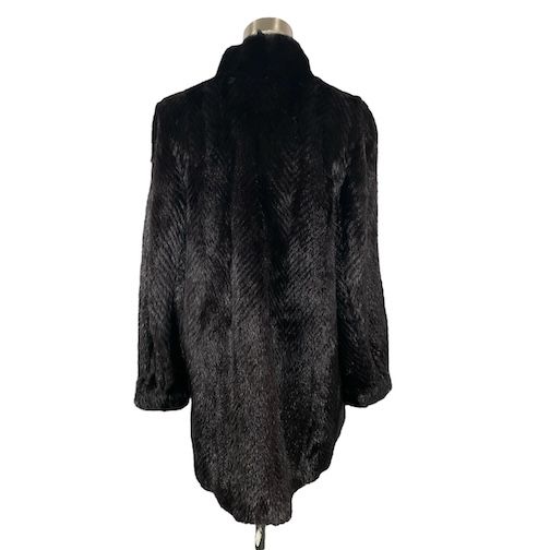 ミンクコート リバーシブル リアルファー 毛皮 MINK レザー 黒 ブラック M