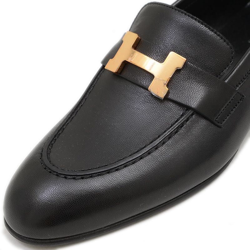 HERMES ブラック モカシンパリ 36 HERMES ブラック モカシンパリ 36