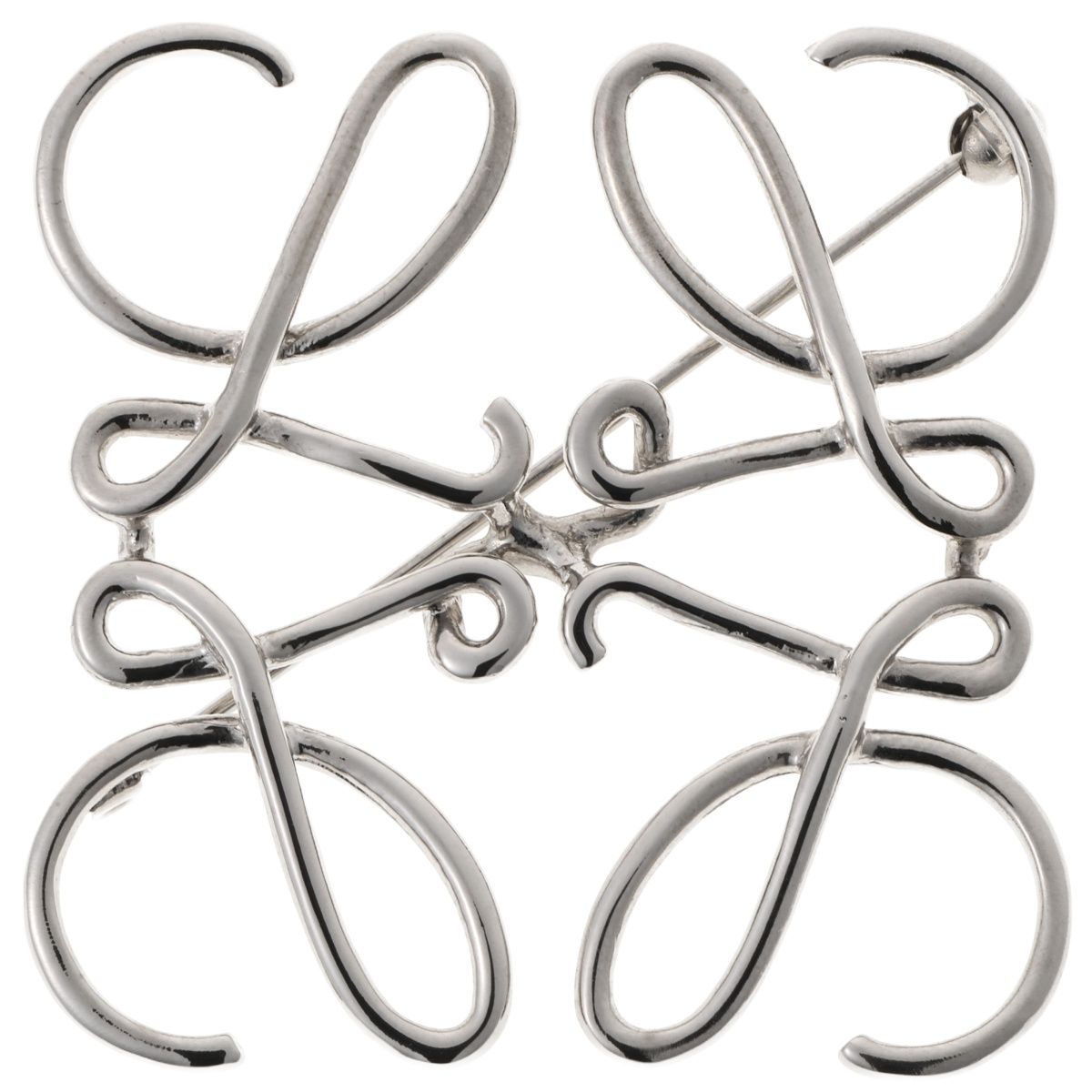 ロエベ LOEWE アナグラム ブローチ 111.25.020 メタル パラジウム シルバー S-159109