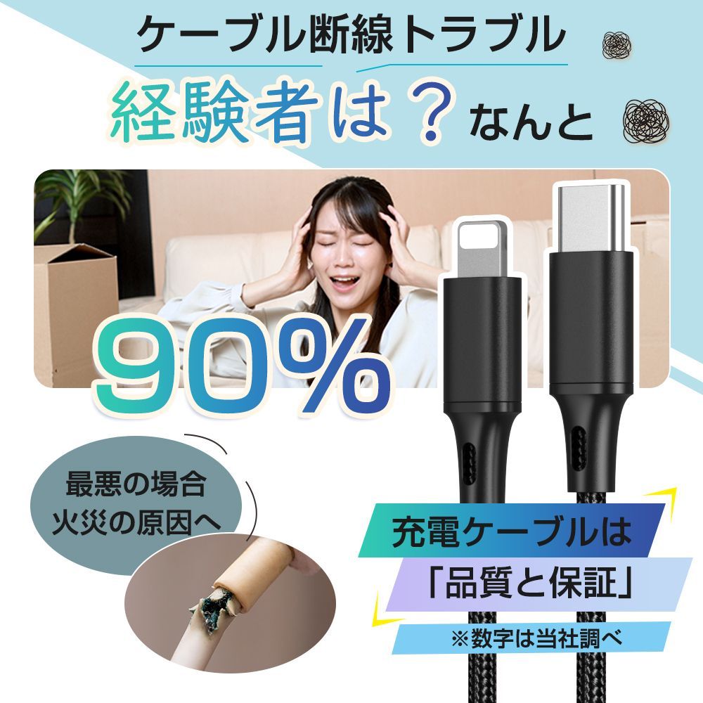 三本セット！2ｍ Lightning Type-C 充電ケーブル 充電器 iphone android Micro USB  充電コード 断線防止 自由にセレクト強化素材