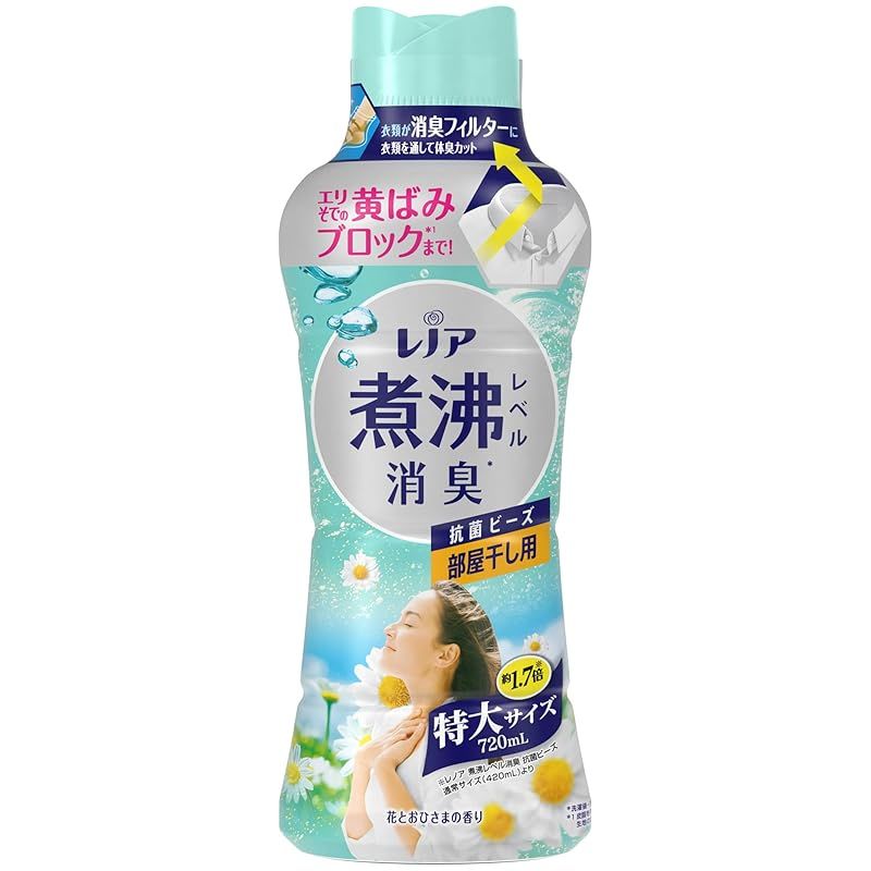 P&amp;G - レノア　新品　超消臭抗菌ビーズ部屋干し 花とおひさまの香り本体特大 840mL Amazon | レノア 超消臭 抗菌ビーズ 部屋干し 花とおひさま 本体