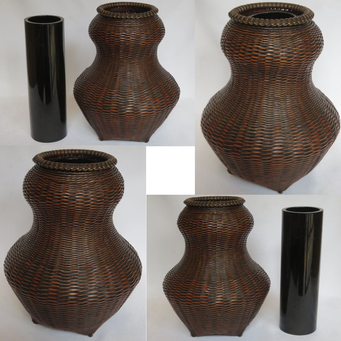 九月 特売品 福岡県 山の内春流作 煤竹千筋細工 籠花入 伝統工芸 花器 茶道具 税込 WWW_IBETON_RU