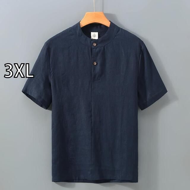 3XL メンズ ファッション 服 男性用 オシャレ シンプル 大人 かっこいい 大きいサイズ ストリート 紳士服 レトロ リネン 半袖 シャツ リネン ハイエンド フル リネン 通気性 シャツ